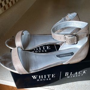 White House Black Market Silver Sandals W9